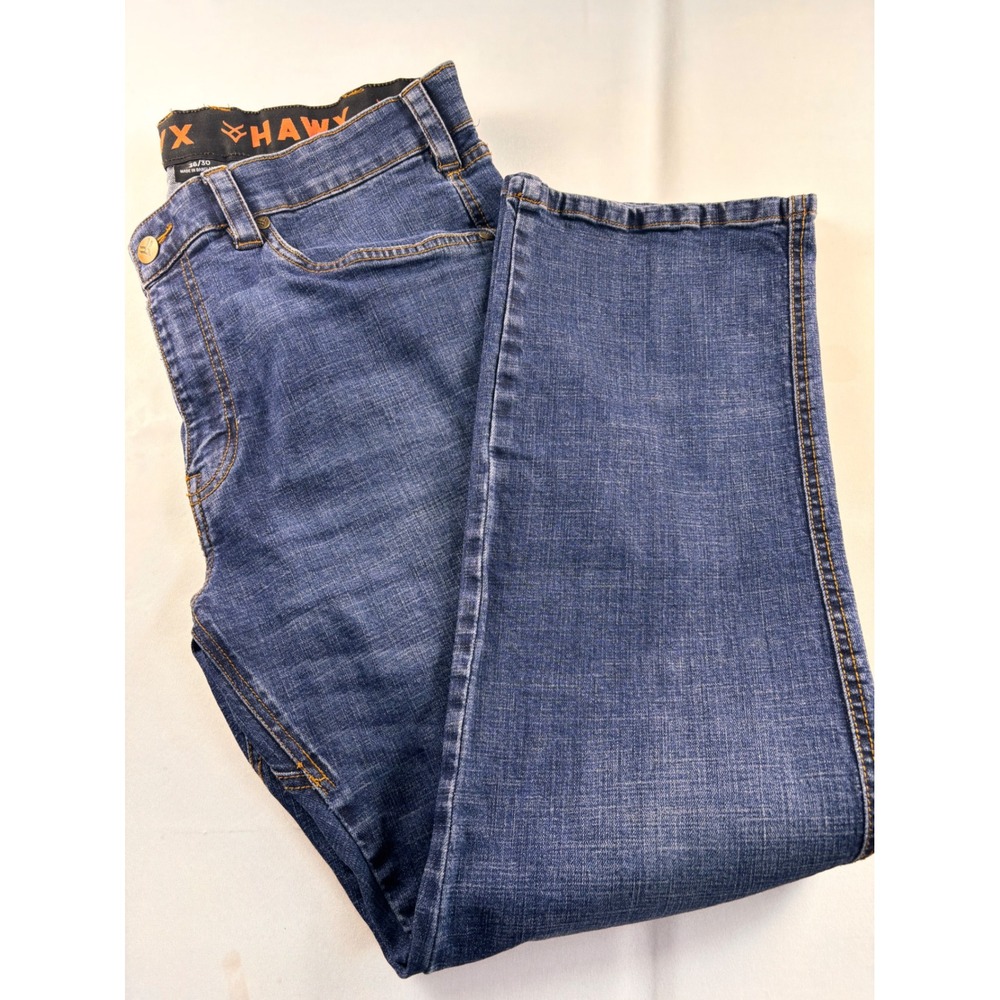 Hawx Work Gear Mens Straight Leg Denim Jeans 36x30 Gusseted Crotch Dark Wash